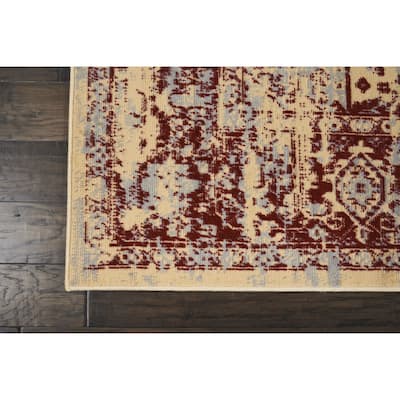 Nourison Grafix Cream/ Red Medallion Area Rug - 7'10 x 9'10