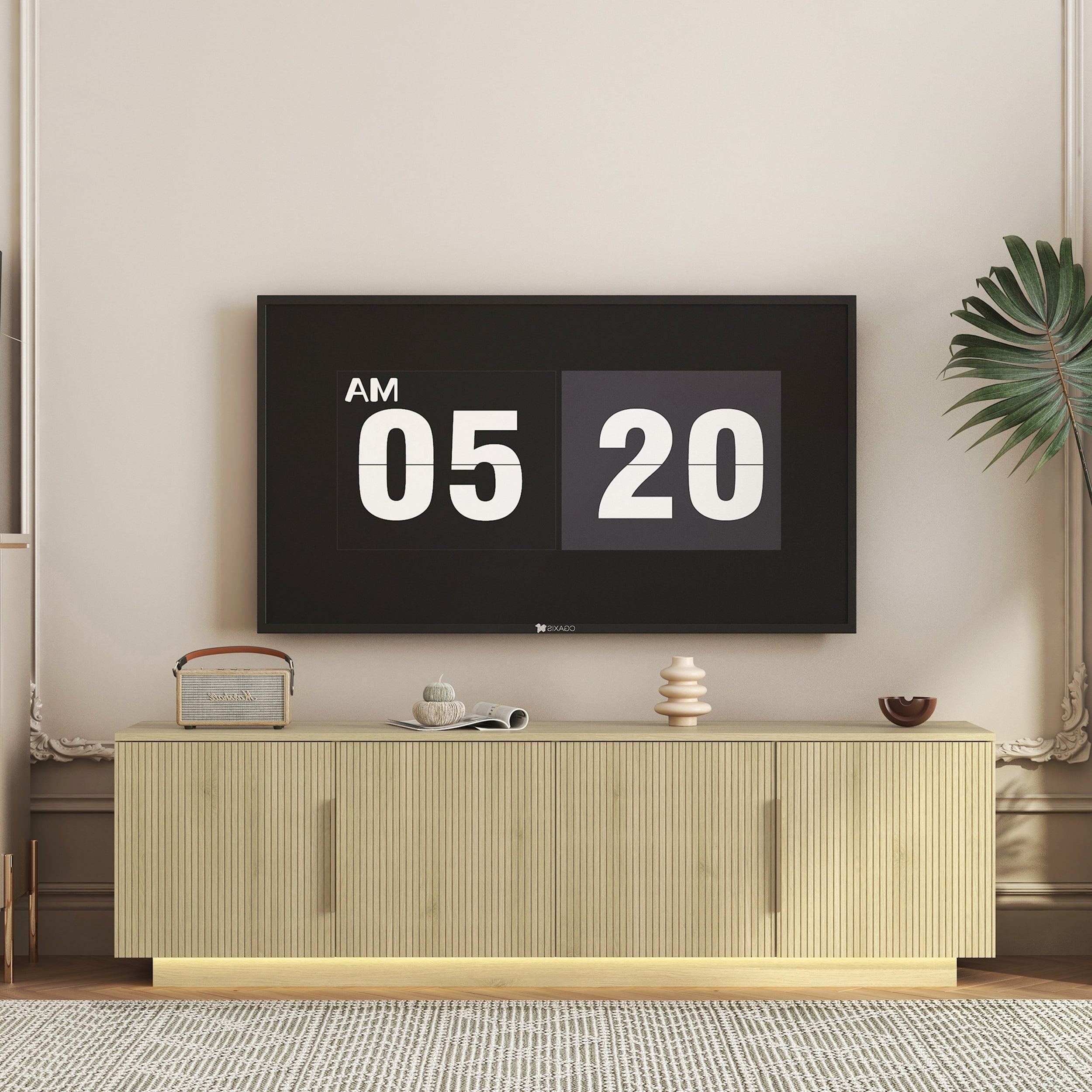 Modern LED TV Stand with 16-Color Lights and Large Storage for 55-65 Inch TVs, Enhancing Home Entertainment