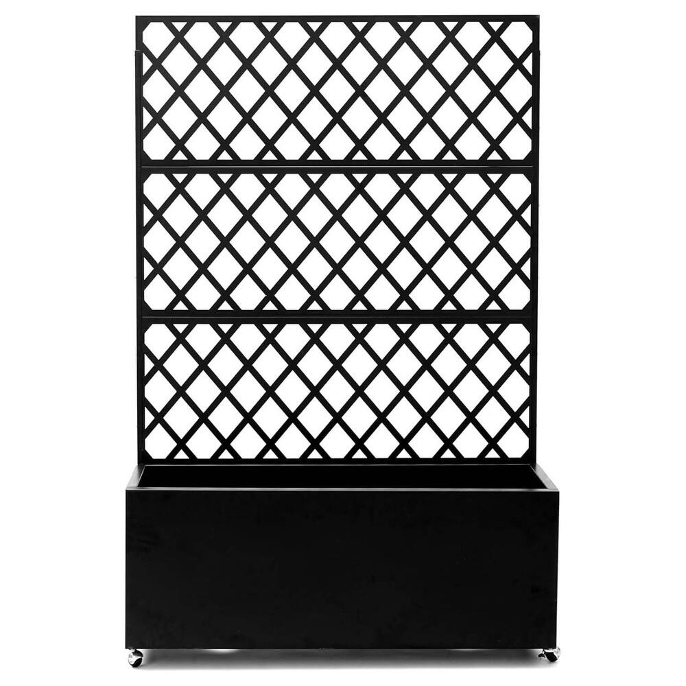 71"x35"x16" Galvanized Steel Raised Garden Bed with Trellis & Privacy Screen - N/A