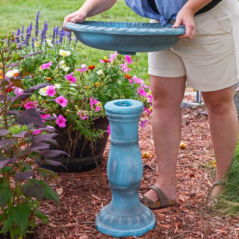 Sunnydaze Façade du Soleil Reinforced Concrete Bird Bath - 26"
