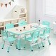 preview thumbnail 9 of 26, GIMMYFIVE Kids Table and Chairs Set, Height Adjustable Desk With 6 Seats for Ages 2-10 Green