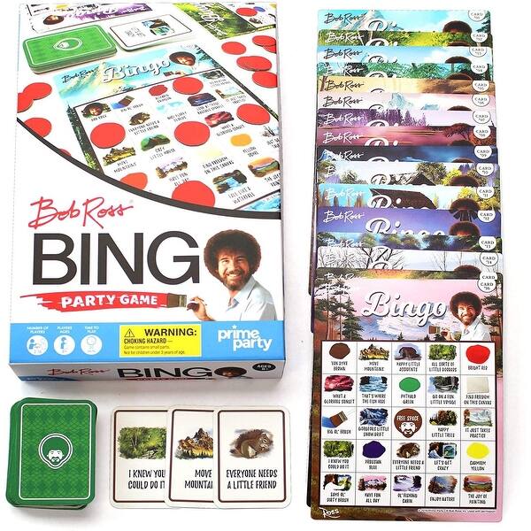 slide 2 of 3, Bob Ross Bingo Party Game