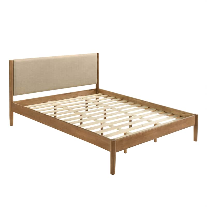 Roundhill Furniture Vichy Platform Bed, Light Walnut