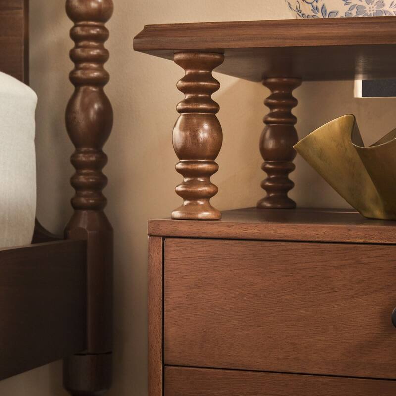 Walker Edison Easy Assembly Solid Wood 2-Drawer Nightstand