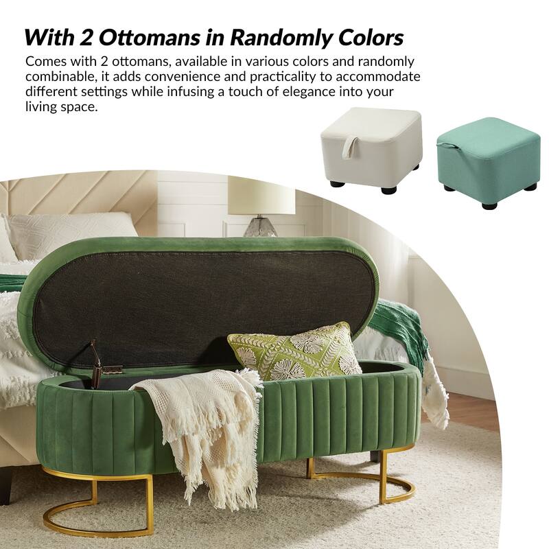 David Modern Upholstered Flip Top Storage Bench with Ottoman by HULALA HOME