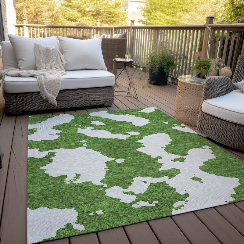 Machine Washable Indoor/ Outdoor Contemporary Abstract Chantille Rug