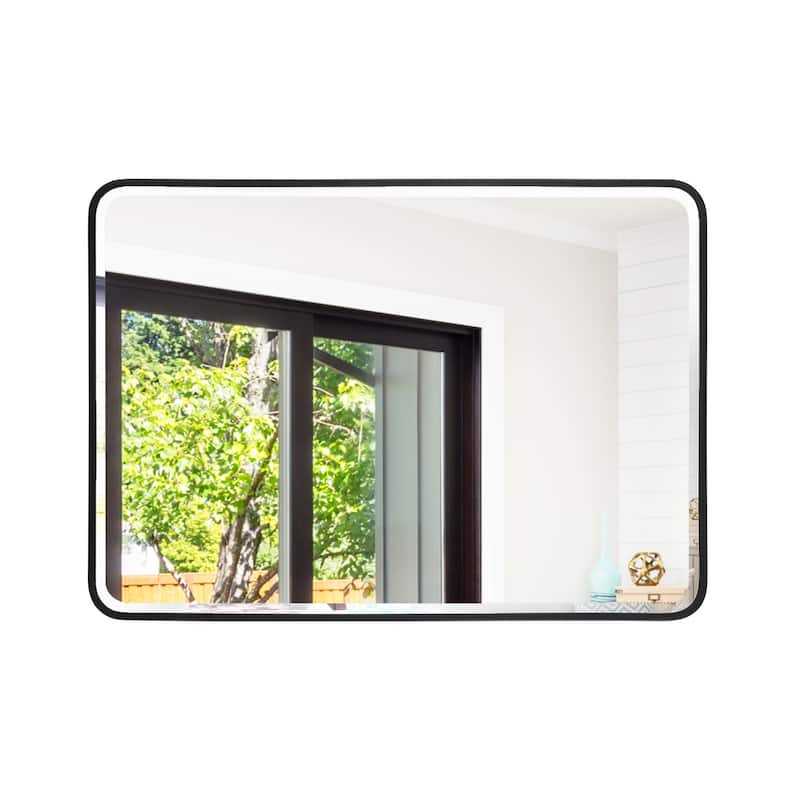 Aluminum Frame Beveled Glass Bathroom Wall Mirror with Round Corner