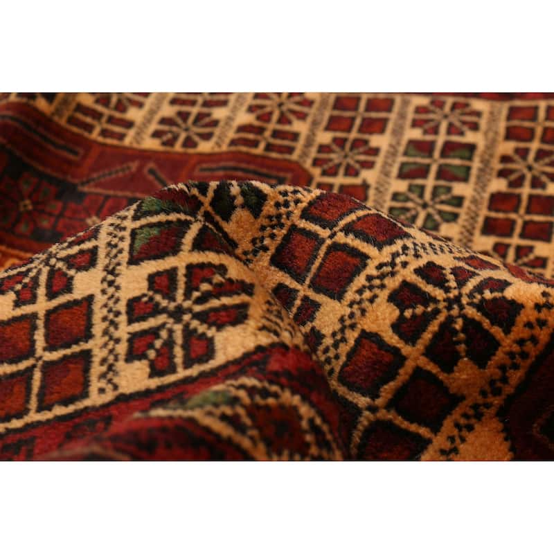 Teimani Beige, Red Rug 3'11" x 6'11" - 3'11 x 6'11