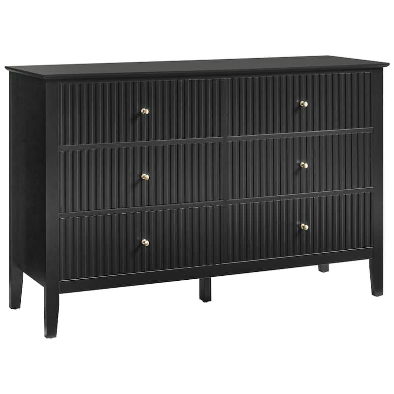 6 Drawer Dresser Fluted Modern with 5 Colors Available | High Weight Capacity Wood Dresser for Bedroom