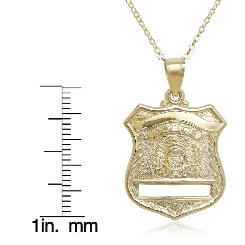 Curata 14k Yellow Gold 18" Large Police Badge Pendant Necklace Necklace