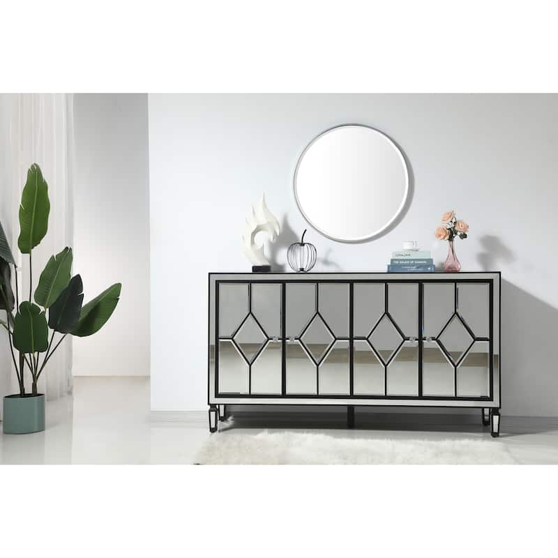 4-Door Mirrored Accent Cabinet