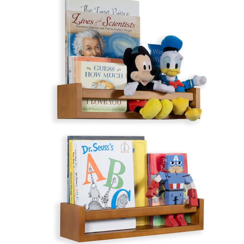 Wallniture Utah Wood Wall Shelves for Book and Toy Storage (Set of 2)