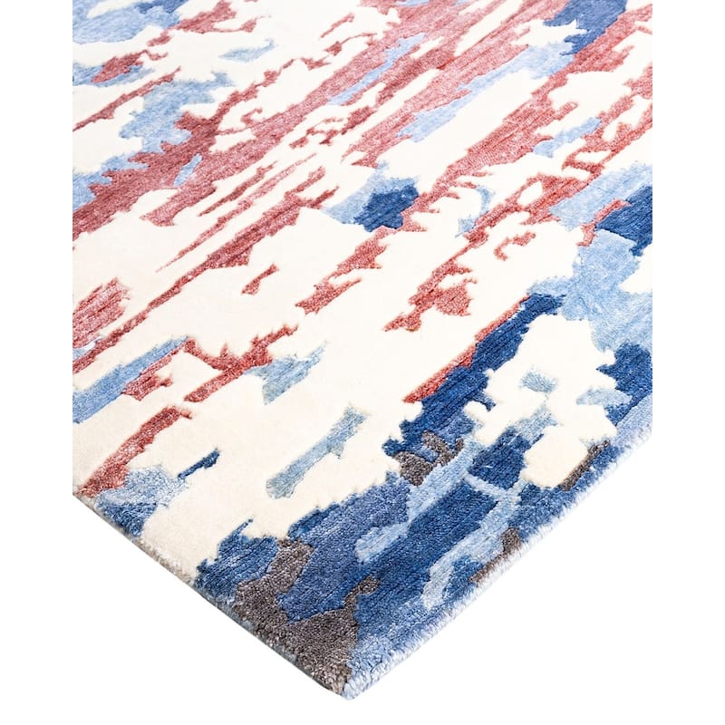 Modern One-of-a-Kind Hand-Knotted Area Rug, Ivory - 9' 1" x 12' 2"