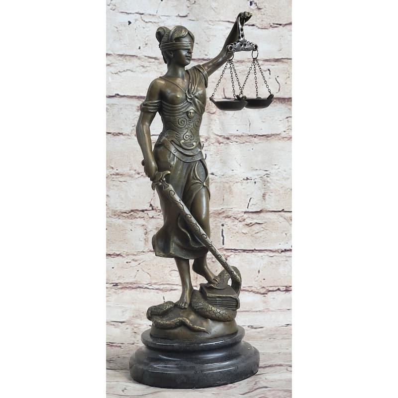 Bronze Blind Lady Of Justice Scales Law Lawyer Attorney Office Statue Sculpture