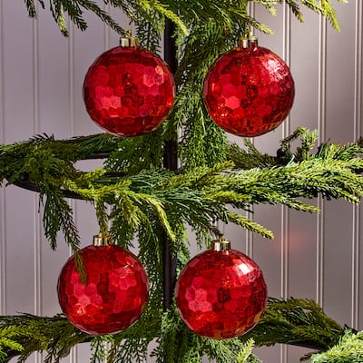 120mm Hammered Shatterproof Plastic Mercury Ball Ornament Box of 2