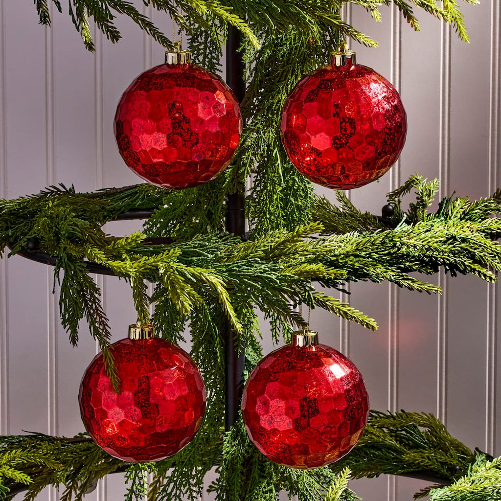 120mm Hammered Shatterproof Plastic Mercury Ball Ornament Box of 2