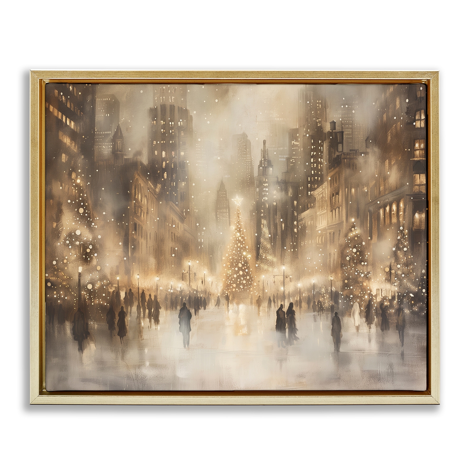 Stupell Christmas In New York Framed Floater Canvas Wall Art Design By Arlington Prints