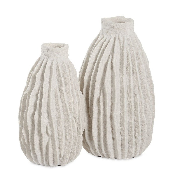 slide 2 of 3, Uttermost 18200 Ivory Ridge 14" Tall Polyresin Vase - Set of 2 Ivory