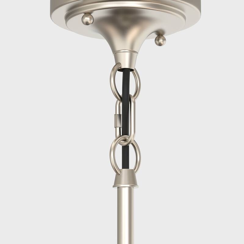 YANSUN 1-Light Ajustable Pendant Light with Milk White Glass Globe Shade, Modern Satin Nickel E26 Ceiling Hanging Light Fixture