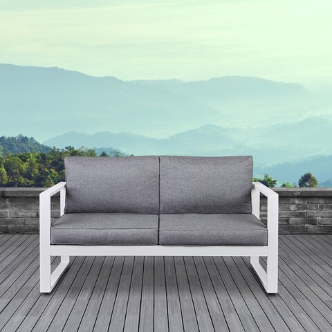 Baltic Outdoor Love Seat in White by Real Flame
