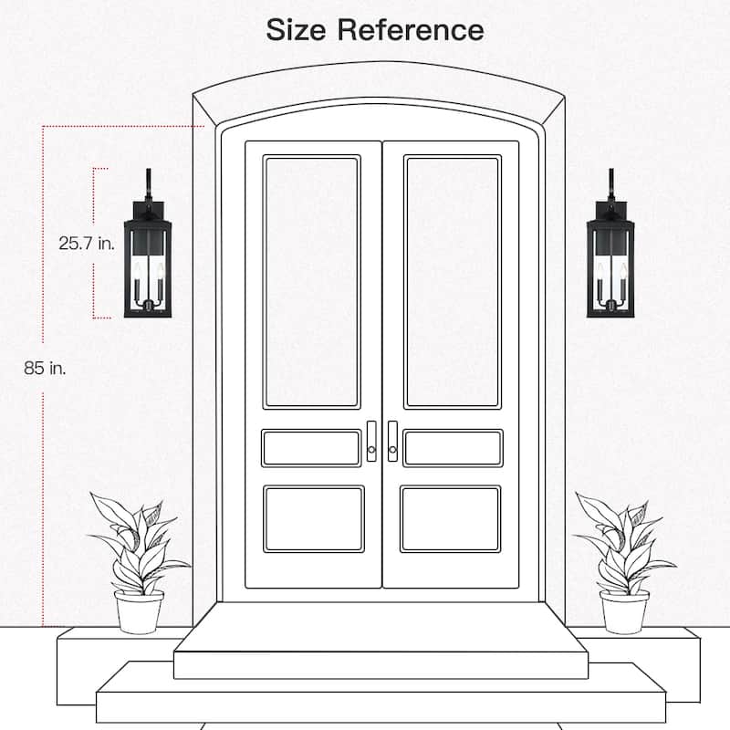 25.7"H 2-Light Large Outdoor Black Exterior Wall Lantern Sconce Light