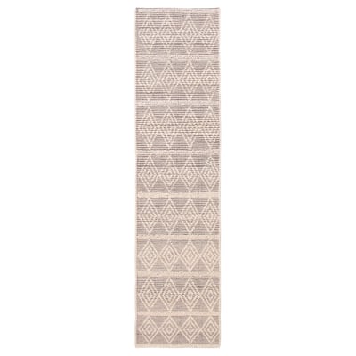 ECARPETGALLERY Braid weave Sienna Cream, Grey Wool Rug - 2'8 x 10'2