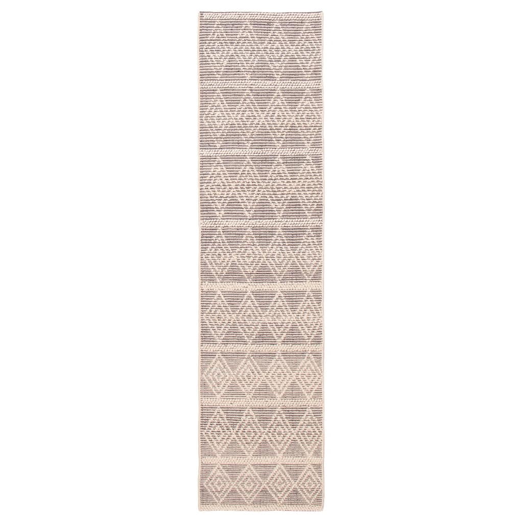 ECARPETGALLERY Braid weave Sienna Cream, Grey Wool Rug - 2'8 x 10'2