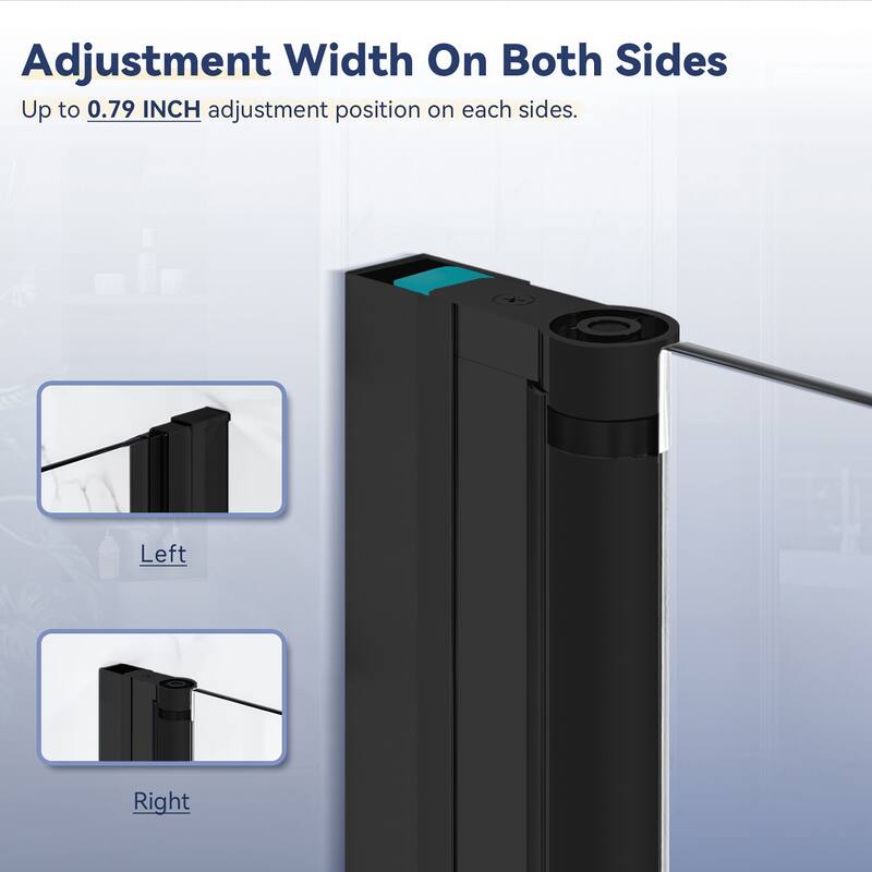 Elegant Bi-Fold Frameless Pivot Swing Shower Door Enclosure with Clear Glass Panel and Hardware Kit Reversible Installation