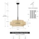 preview thumbnail 4 of 10, Bayou 5-Light Black Coastal Drum Chandelier with Double Rattan Shade - 24''W