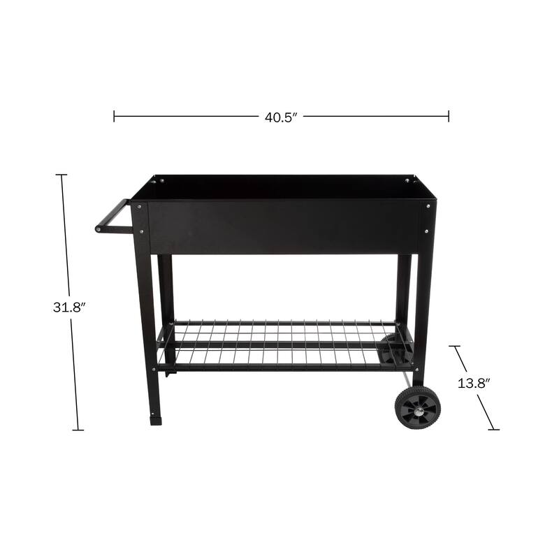 Raised Garden Bed - Planter Box with Storage Shelf by Pure Garden (Black)