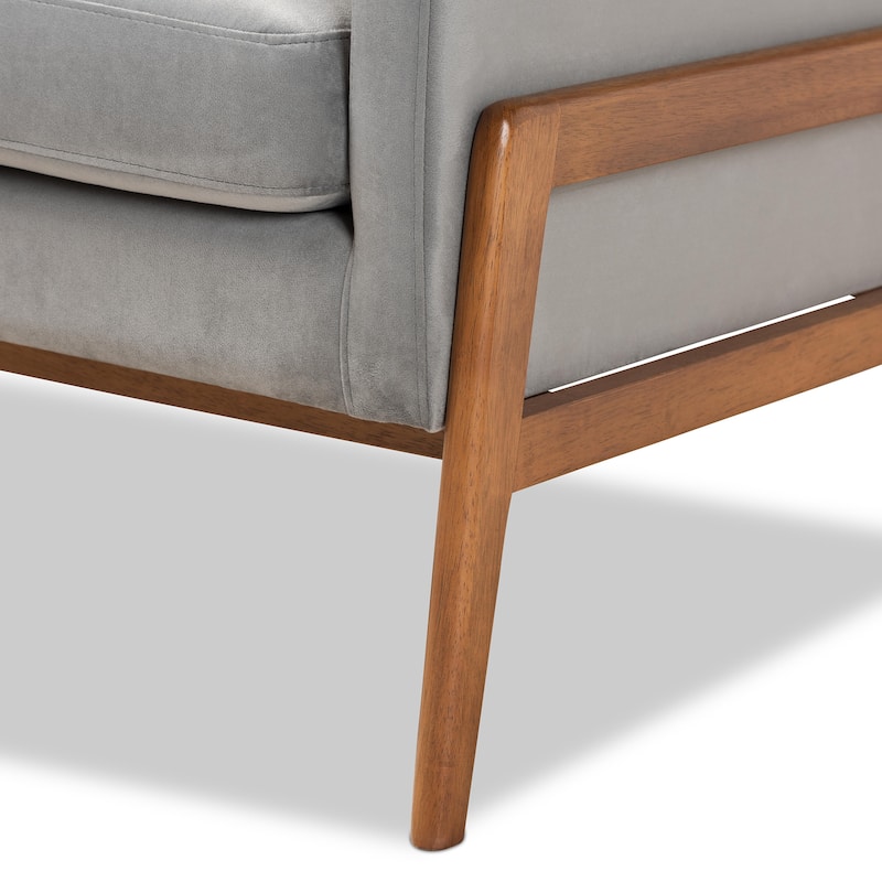 Perris Mid-Century Modern Walnut Finished Wood Lounge Chair