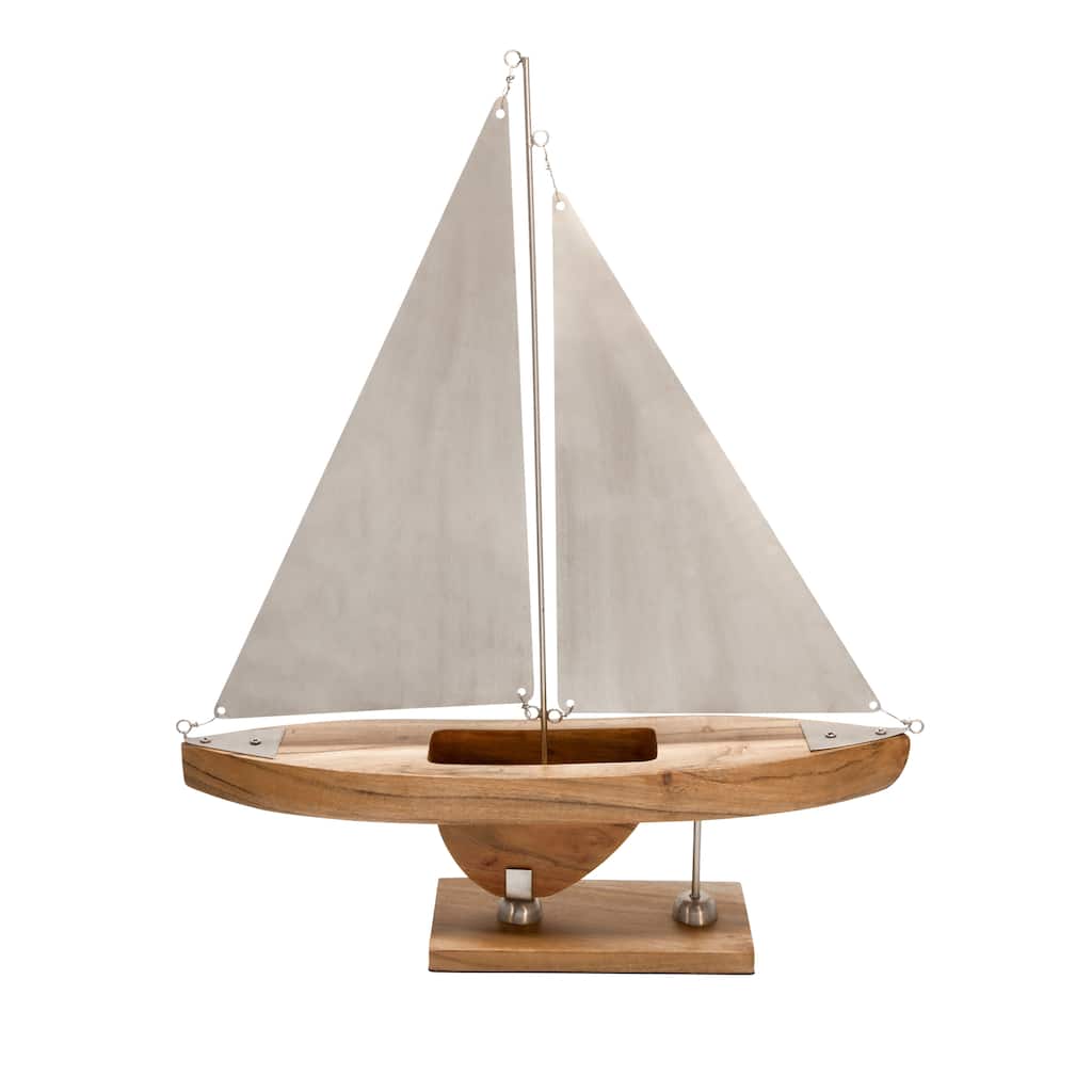 Wood/Metal 22"H Sailboat, Brown
