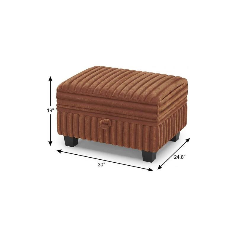 HomeRoots 30" Brown and Black Faux Fur Storage Ottoman