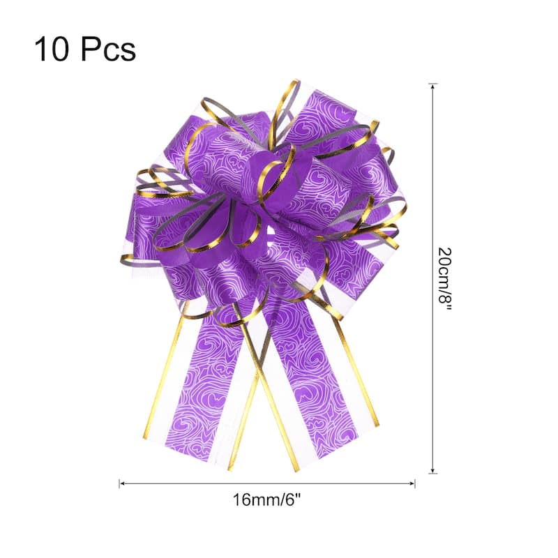 10pcs Large Pull Bow Gift Wrapping Bows Ribbon Organza for Wedding - Purple - 6 Inch