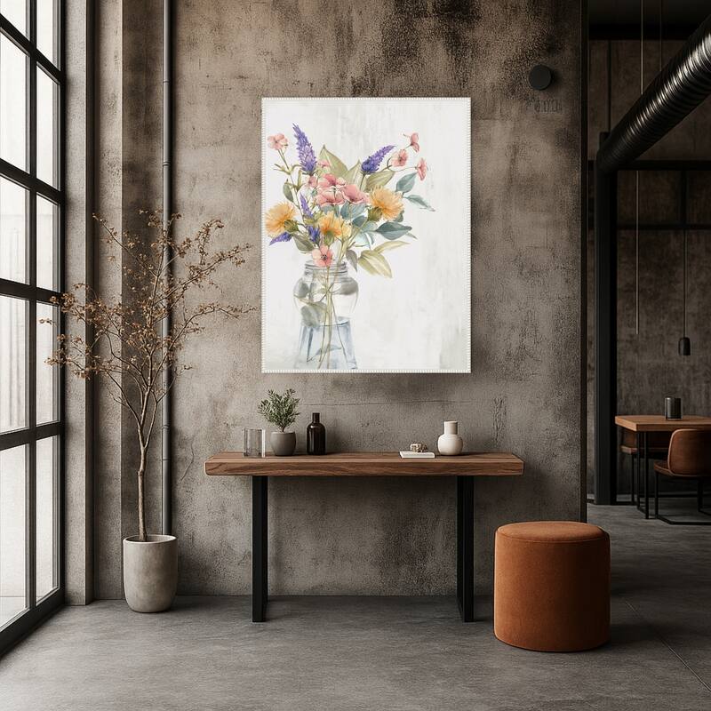 Vibrant Blooms in Glass Vase by PI Studio Framed Canvas Wall Art Print