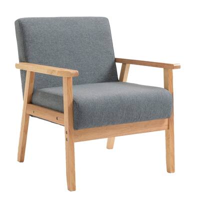 Brown/Light Gray Fabric Upholstered Wood Frame Dining Chair, Sturdy Dining Chair for Dining Rooms - 24.6
