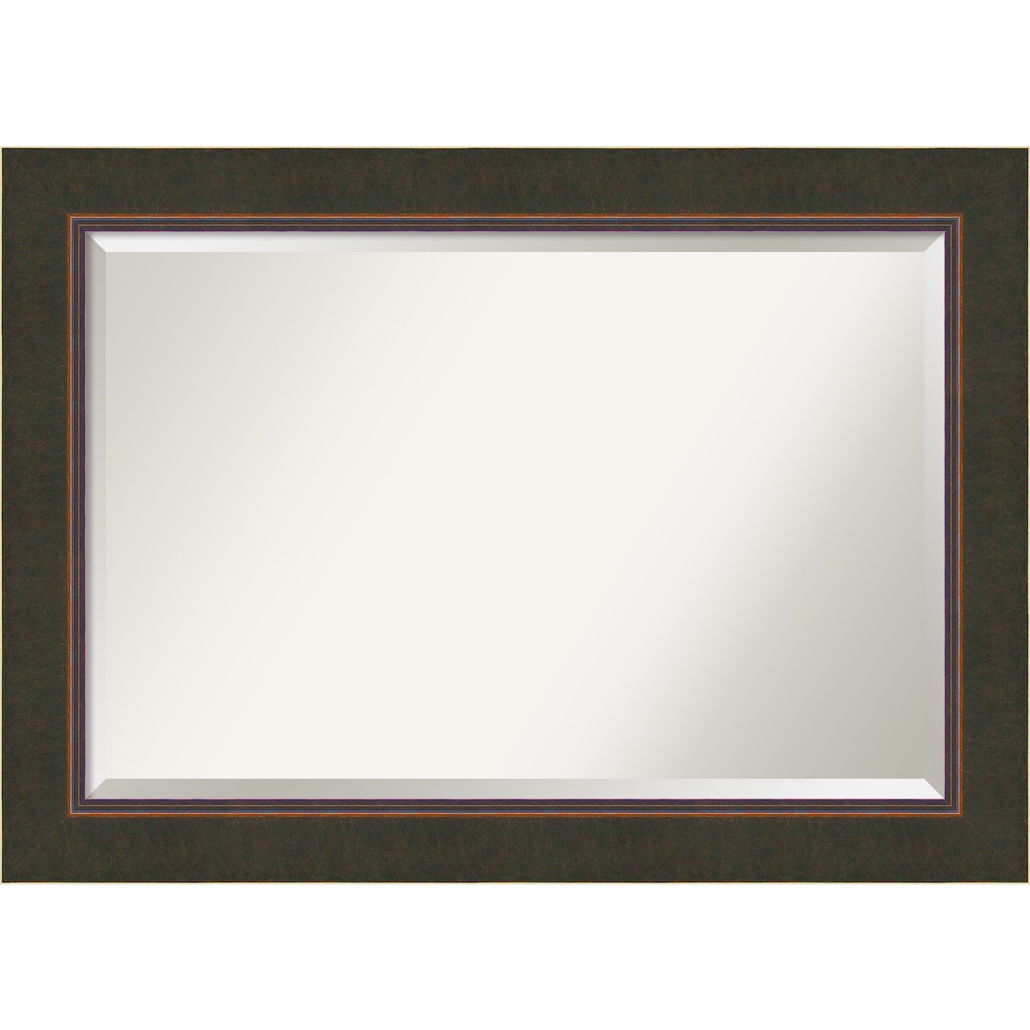 Beveled Wood Wall Mirror - Milano Bronze Frame - Outer Size: 42 x 30 in