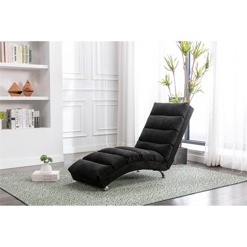 Black 21.65" High Back Upholstered Chaise Lounge Chair with Massage