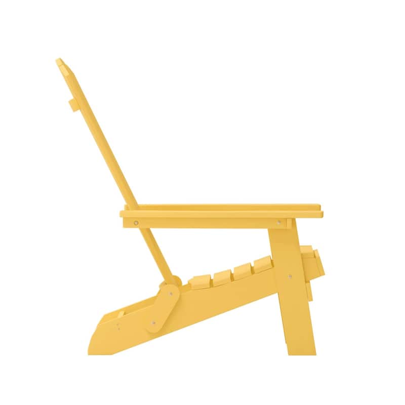 Set of 2 All-Weather Modern Wide Slat Back Poly Resin Adirondack Chairs