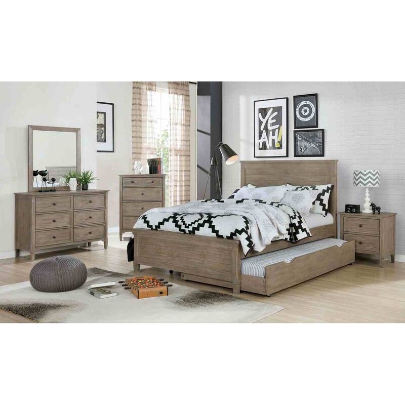 Transitional Warm Gray Finish Trundle Bed