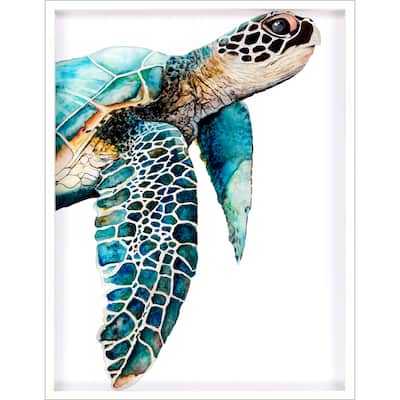 Great Sea Turtle Framed Art Giclee Under Glass - Blue