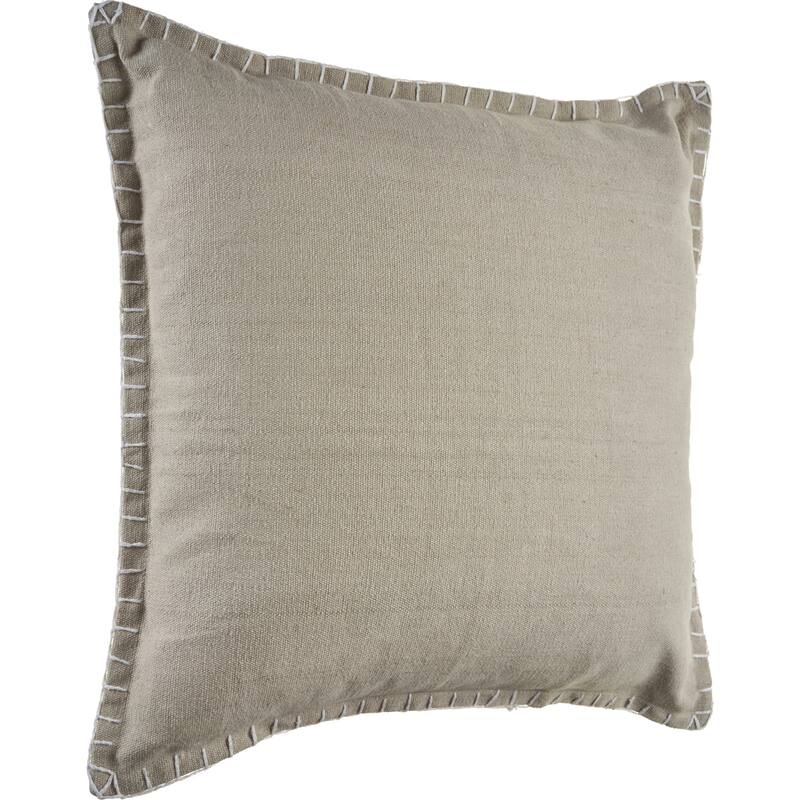 Handwoven Solid Square Throw Pillow Cover with Flanged Border - 24" - Taupe Brown