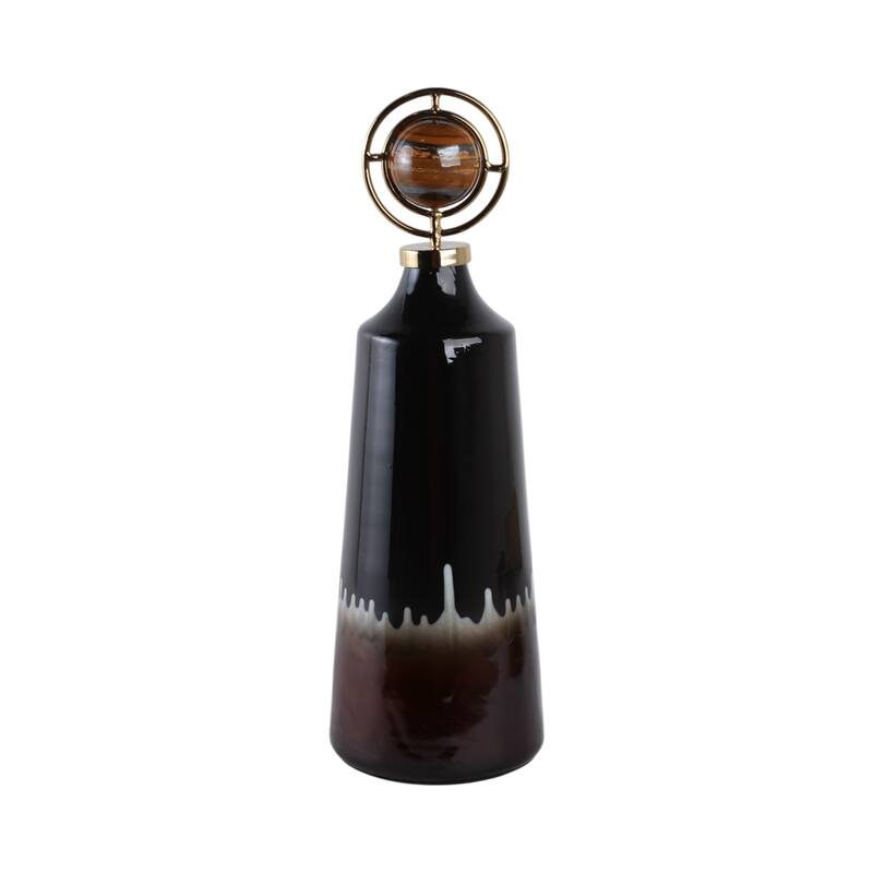 Glass Metal Decorative Vase Modern Transitional Sculptural Orb Accent