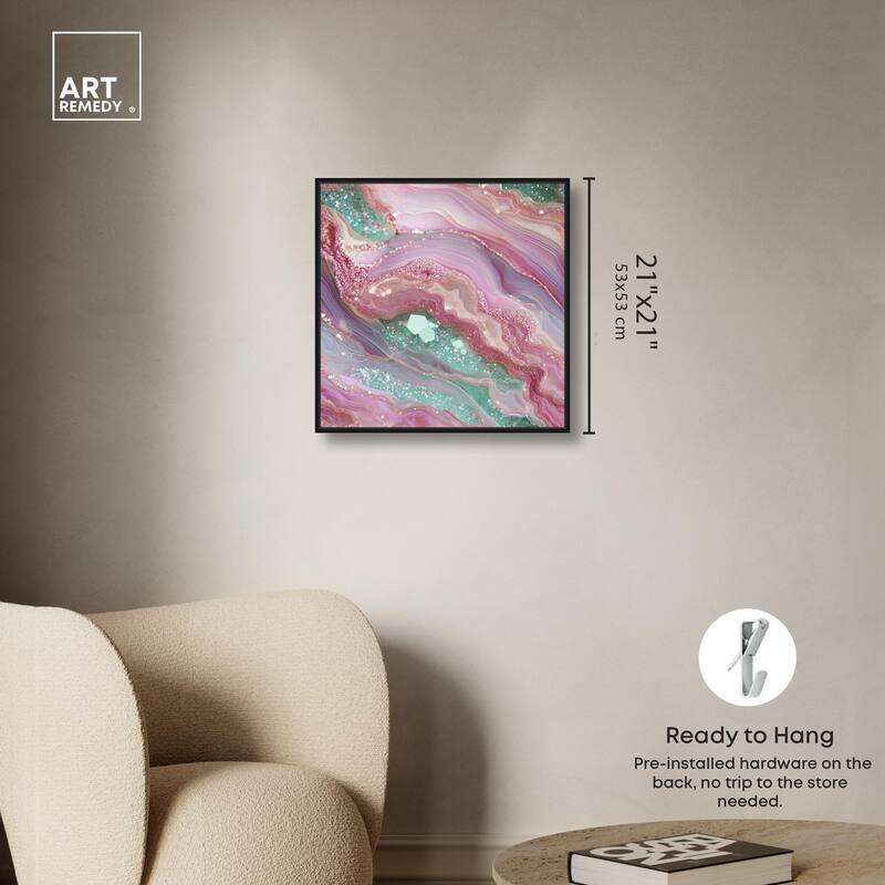 Pink and Mint Crystal II Canvas by Art Remedy