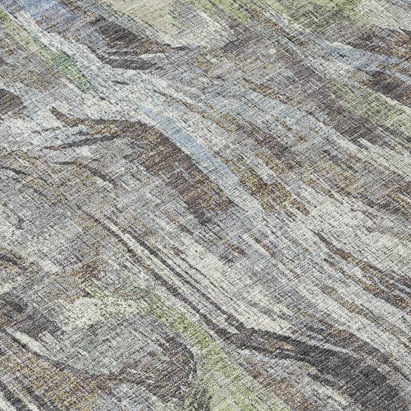 Machine Washable Indoor/ Outdoor Brushstrokes Modern Chantille Rug