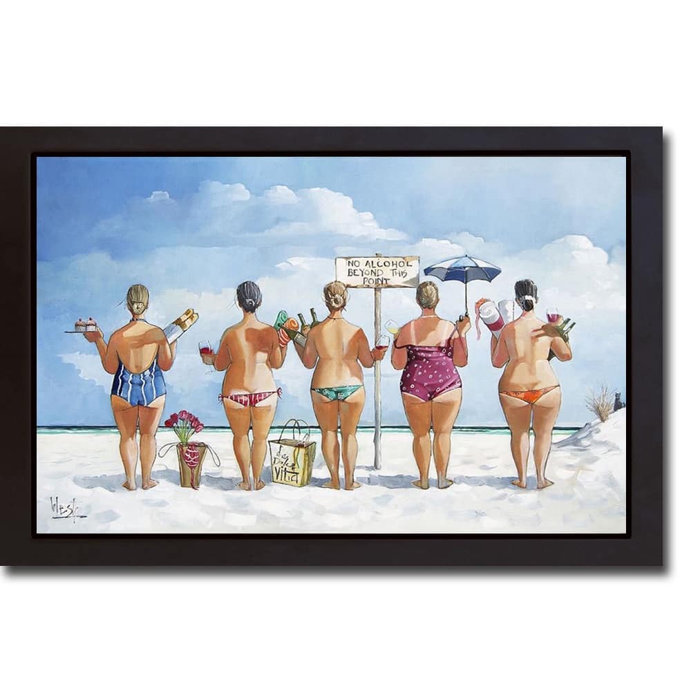 No Alcohol Beyond This Point II by Ronald West Black Floater Framed Canvas Art (14 in x 20 in)