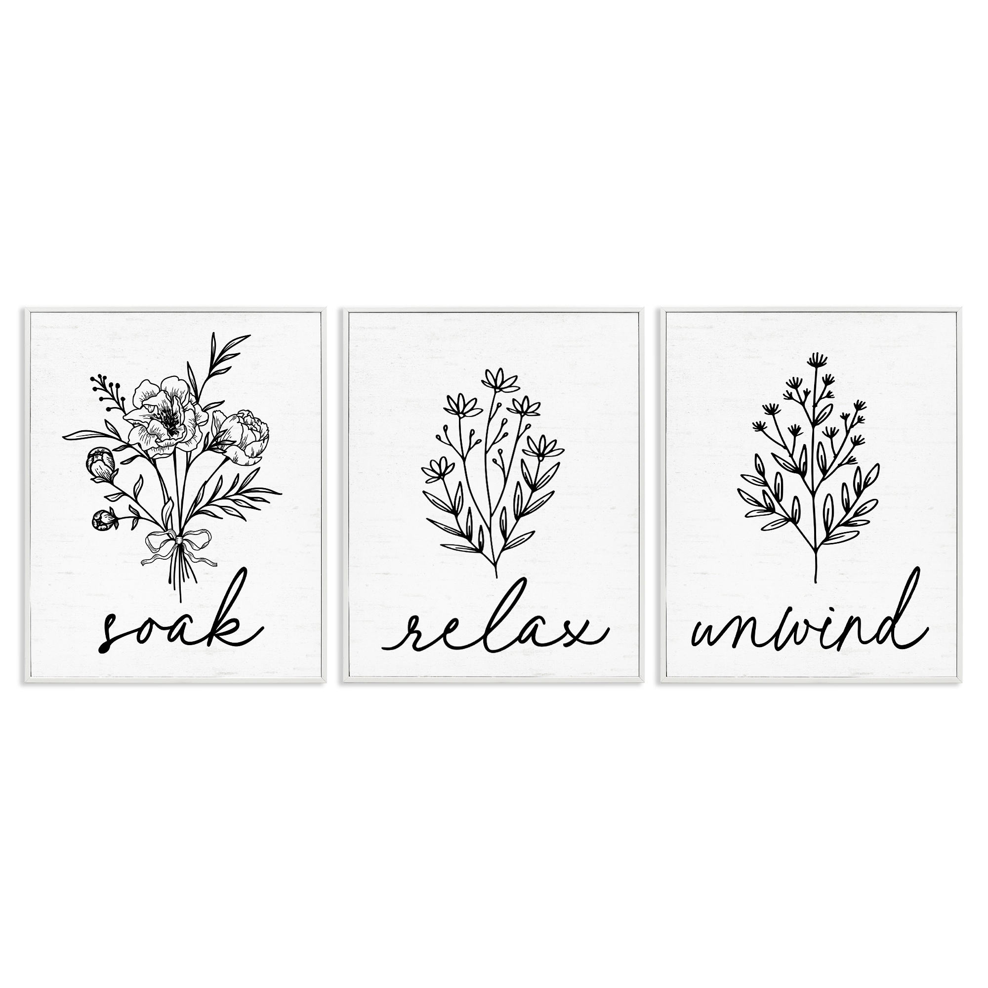Stupell Bathroom Herbs for Relaxation Framed Giclee Art Design By Lettered and Lined (Set of 3)