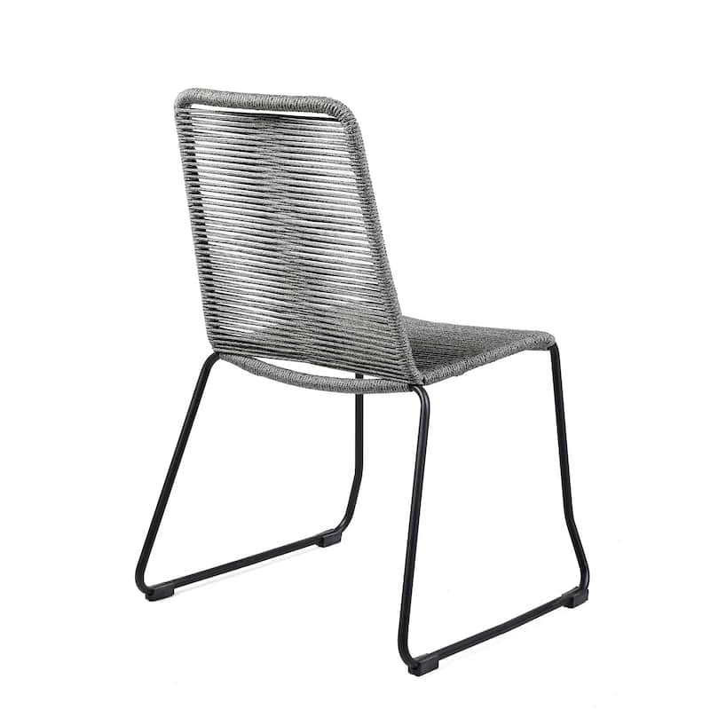 Set of Two 23" Gray Metal Outdoor Dining Chair