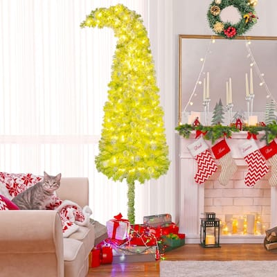 5/6/7 FT Pre-lit Whimsical Christmas Tree Flocked Bendable Tree