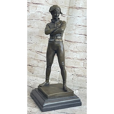 Rene De Saint-Marceaux Harlequin Jester Joker With Mask Bronze Statue Sculpture